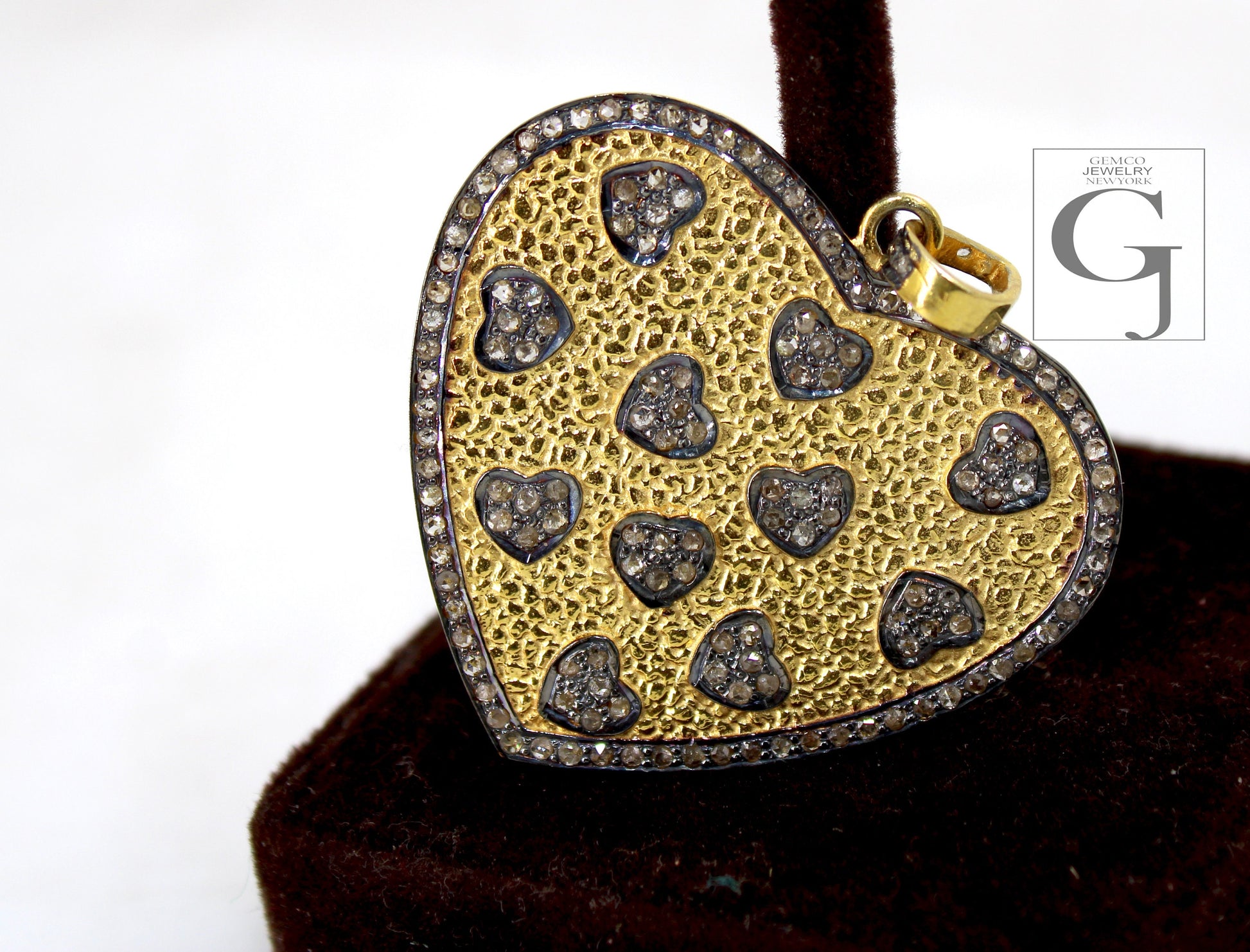 Very beautiful heart pendant designer Rosecut pave diamond pendant 925 sterling silver handmade finish diamond charms necklace pendant