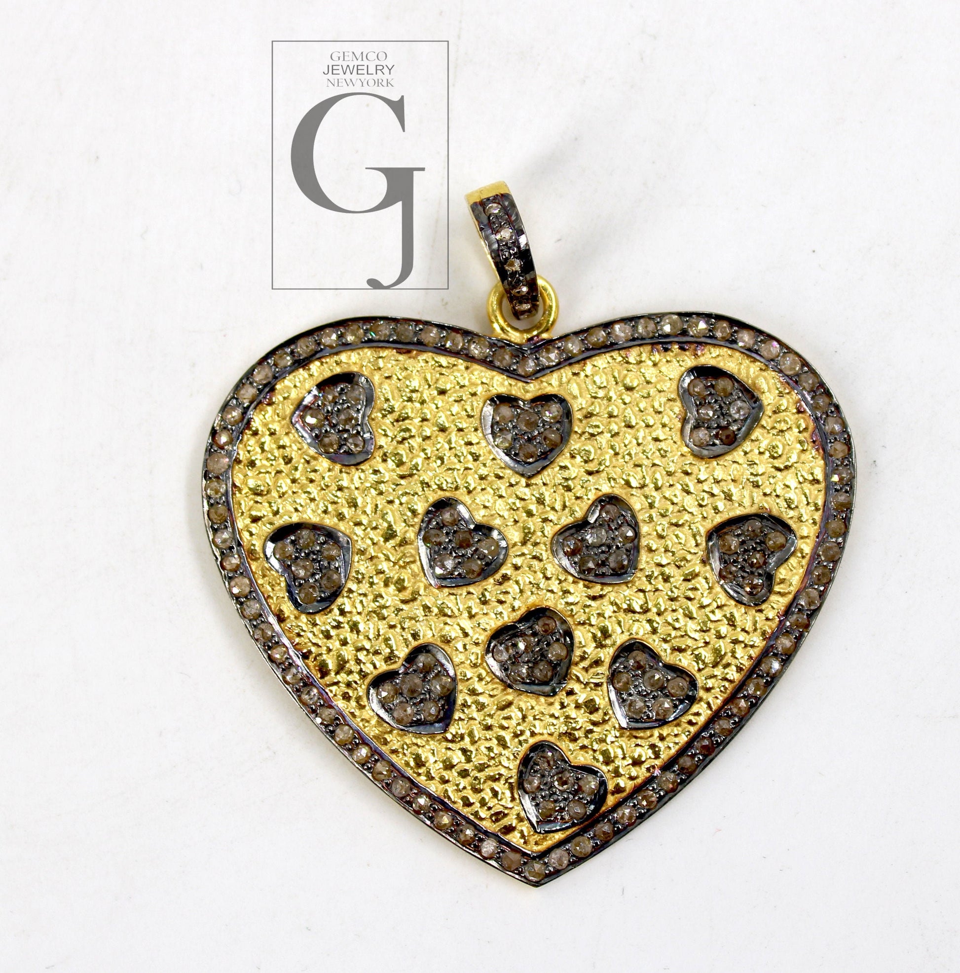 Very beautiful heart pendant designer Rosecut pave diamond pendant 925 sterling silver handmade finish diamond charms necklace pendant
