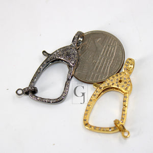 1pc  Rosecut Pave Diamond Lobster Design Spring Clasps 925 Sterling Silver Handmade Finish Diamond Necklace Clasps Jewelry Making Supplies