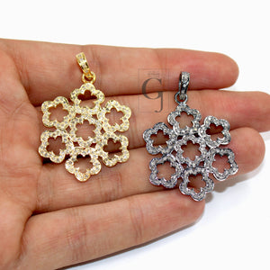 Very beautiful flower designer pendant Rosecut pave diamond pendant 925 sterling silver handmade finish diamond charms necklace pendant
