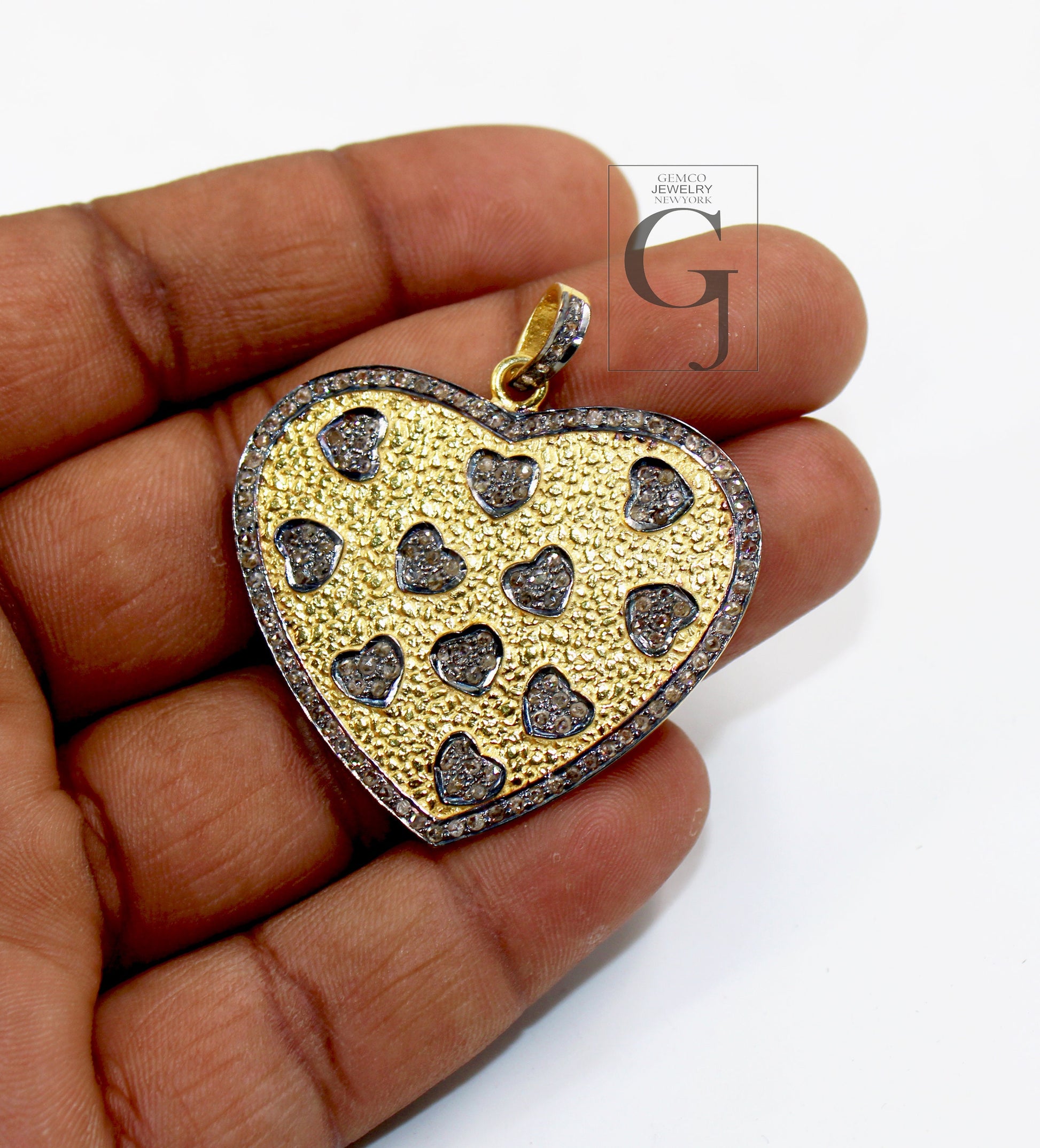Very beautiful heart pendant designer Rosecut pave diamond pendant 925 sterling silver handmade finish diamond charms necklace pendant