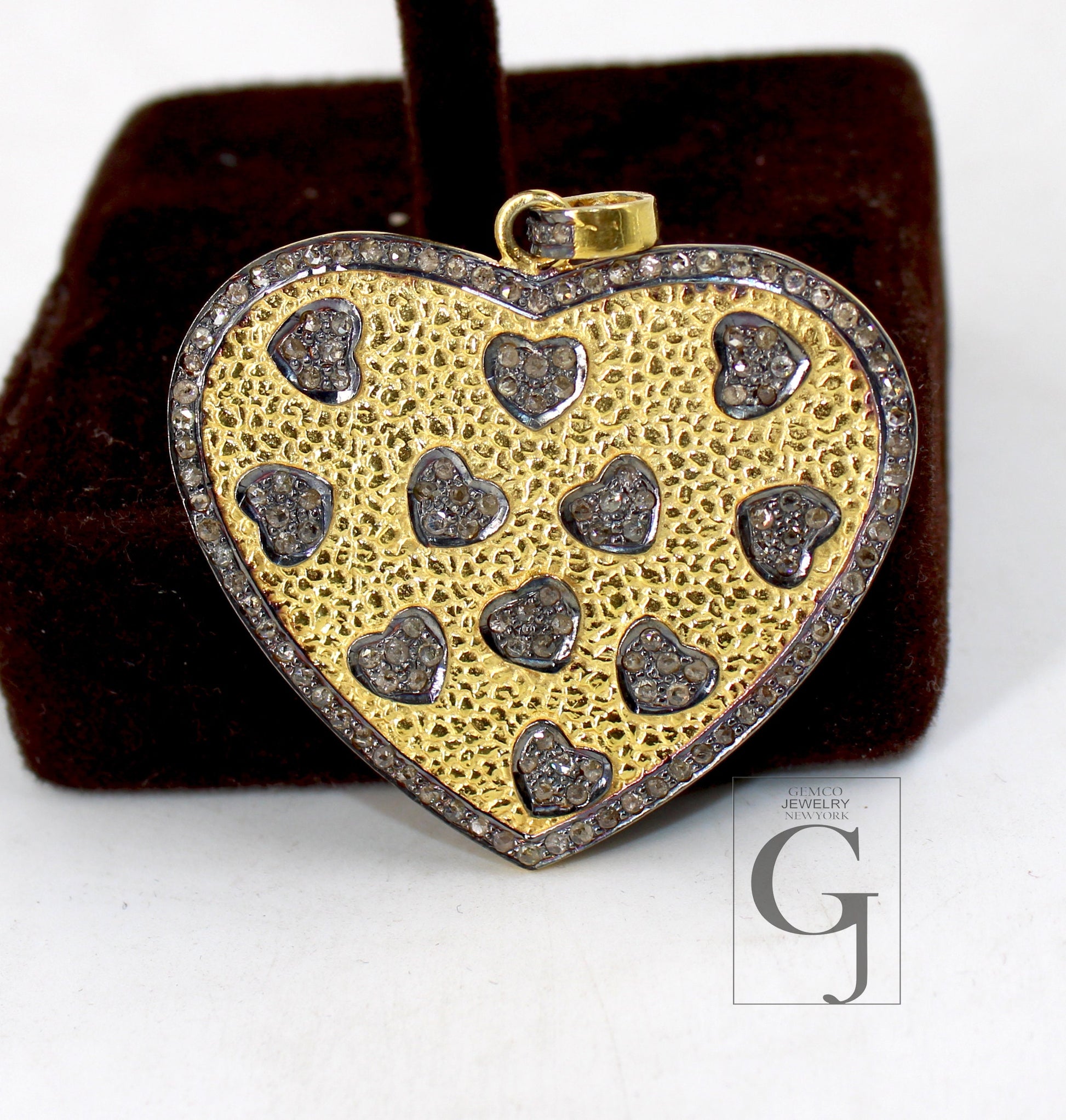 Very beautiful heart pendant designer Rosecut pave diamond pendant 925 sterling silver handmade finish diamond charms necklace pendant