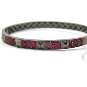 Beautiful Pyramid Bangle Rosecut Pave Pink Sapphire Bangle 925 Sterling Silver Handmade Finish Pink Sapphire Bangle Bracelet
