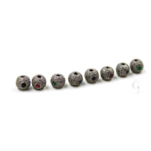 Pave Diamond Ball Beads / Spacers Design Pave Diamond 925 Sterling Silver Handmade Jewelry Diamond Jewelry Fine Jewelry 6mm Bead Spacers