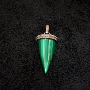 Spike design malachite pendant Rosecut pave diamond pendant sterling 925 silver handmade finish diamond charms necklace pendant,