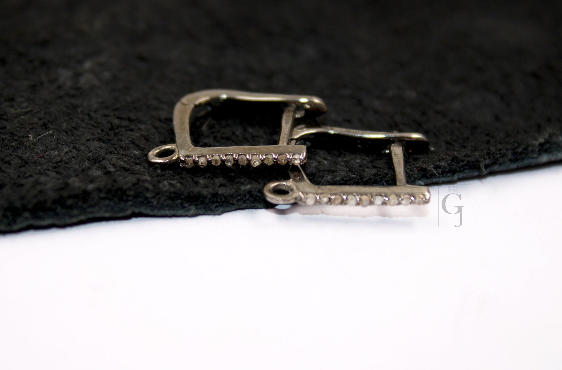 1 Pair russian lock Earring Hook Rosecut pave diamond earring supplies 925 sterling silver handmade silver finish diamond earring 15mm size