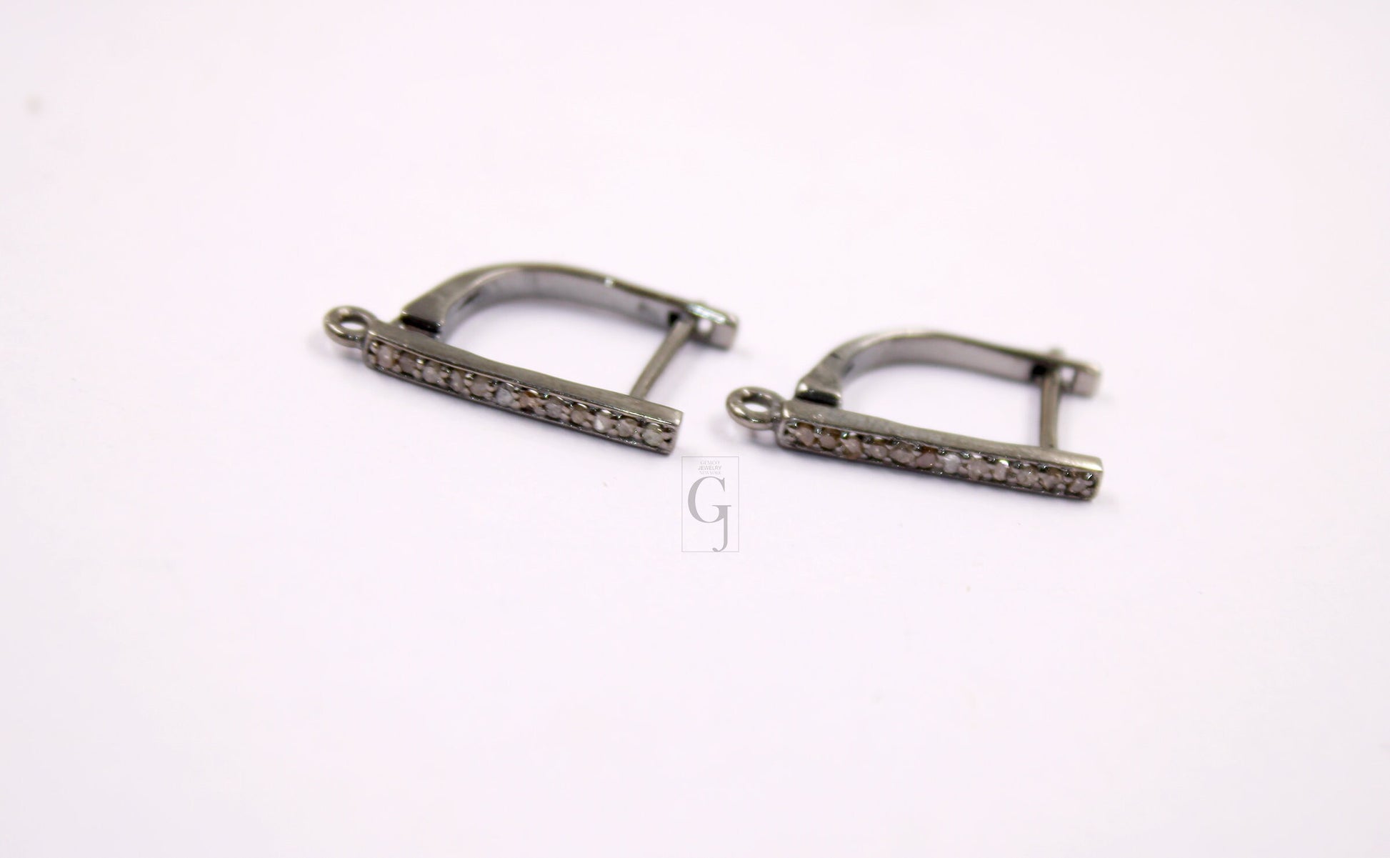 1 Pair Russian Lock Earring Hook Rosecut Pave Diamond Earring Supplies 925 Sterling Silver Handmade Silver Finish Diamond Earring 18mm Size