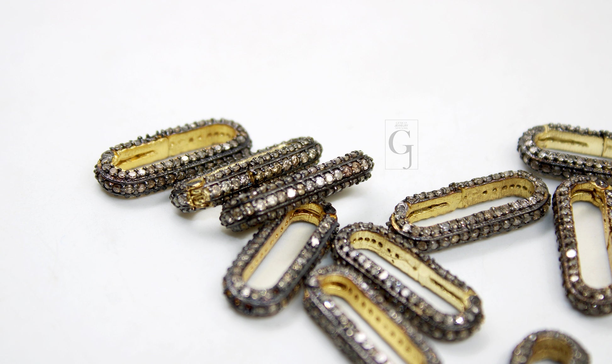 1 pc Pave Diamond Paperclip Claps Design Spring Clasps Handmade Finish Diamond Clasps Jewelry Making Supplies