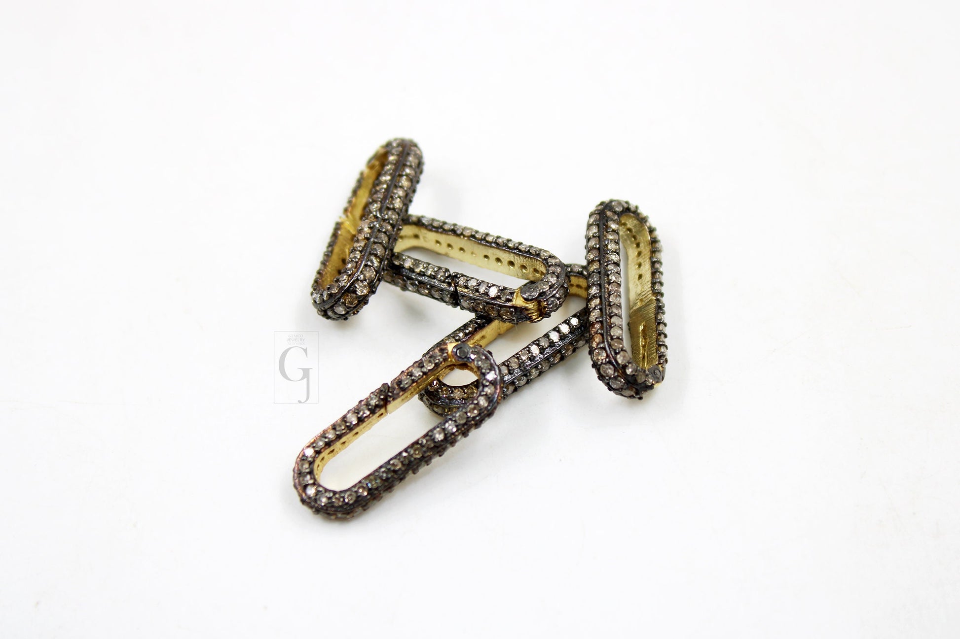 1 pc Pave Diamond Paperclip Claps Design Spring Clasps Handmade Finish Diamond Clasps Jewelry Making Supplies