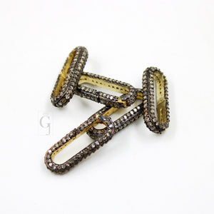 1 pc Pave Diamond Paperclip Claps Design Spring Clasps Handmade Finish Diamond Clasps Jewelry Making Supplies