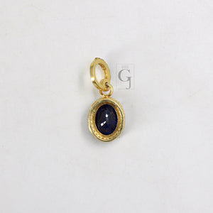 14k Gold Finish Blue Sapphire Pendant Rosecut Pave Diamond Pendant 925 Sterling Silver Handmade Finish Diamond Charms Necklace Pendant