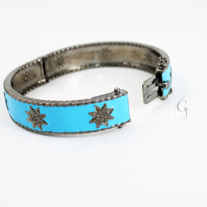 Enameled designer bracelet star bangle Rosecut pave diamond bangle bracelet 925 sterling silver handmade finish diamond bangle bracelet