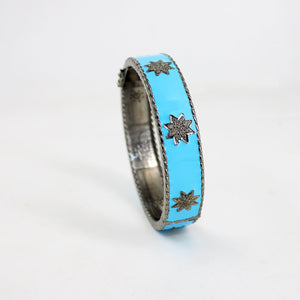 Enameled designer bracelet star bangle Rosecut pave diamond bangle bracelet 925 sterling silver handmade finish diamond bangle bracelet