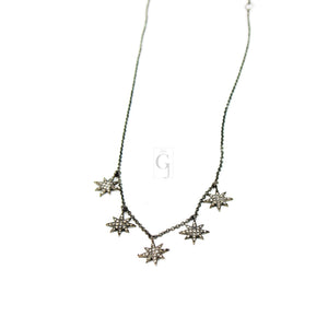 Antique Look Starburst Pendant Necklace Designer Rosecut Pave Diamond Pendant Sterling 925 Silver Handmade Finish Diamond Charm Necklace 18'