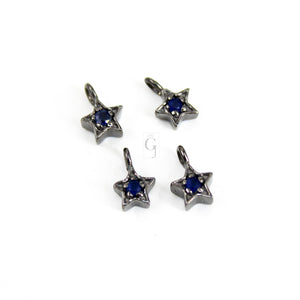 Set of 5 star pendant charms designer Rosecut pave sapphire pendant sterling 925 silver handmade finish sapphire charms necklace pendant