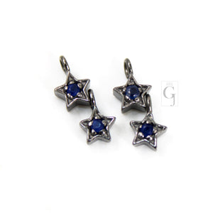 Set of 5 star pendant charms designer Rosecut pave sapphire pendant sterling 925 silver handmade finish sapphire charms necklace pendant