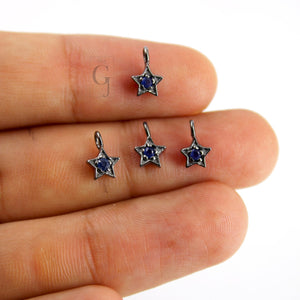 Set of 5 star pendant charms designer Rosecut pave sapphire pendant sterling 925 silver handmade finish sapphire charms necklace pendant