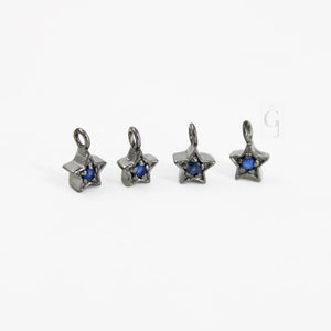 Set of 5 star pendant charms designer Rosecut pave sapphire pendant sterling 925 silver handmade finish sapphire charms necklace pendant