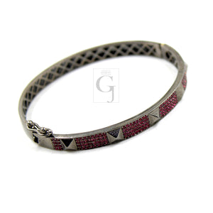 Beautiful Pyramid Bangle Rosecut Pave Pink Sapphire Bangle 925 Sterling Silver Handmade Finish Pink Sapphire Bangle Bracelet