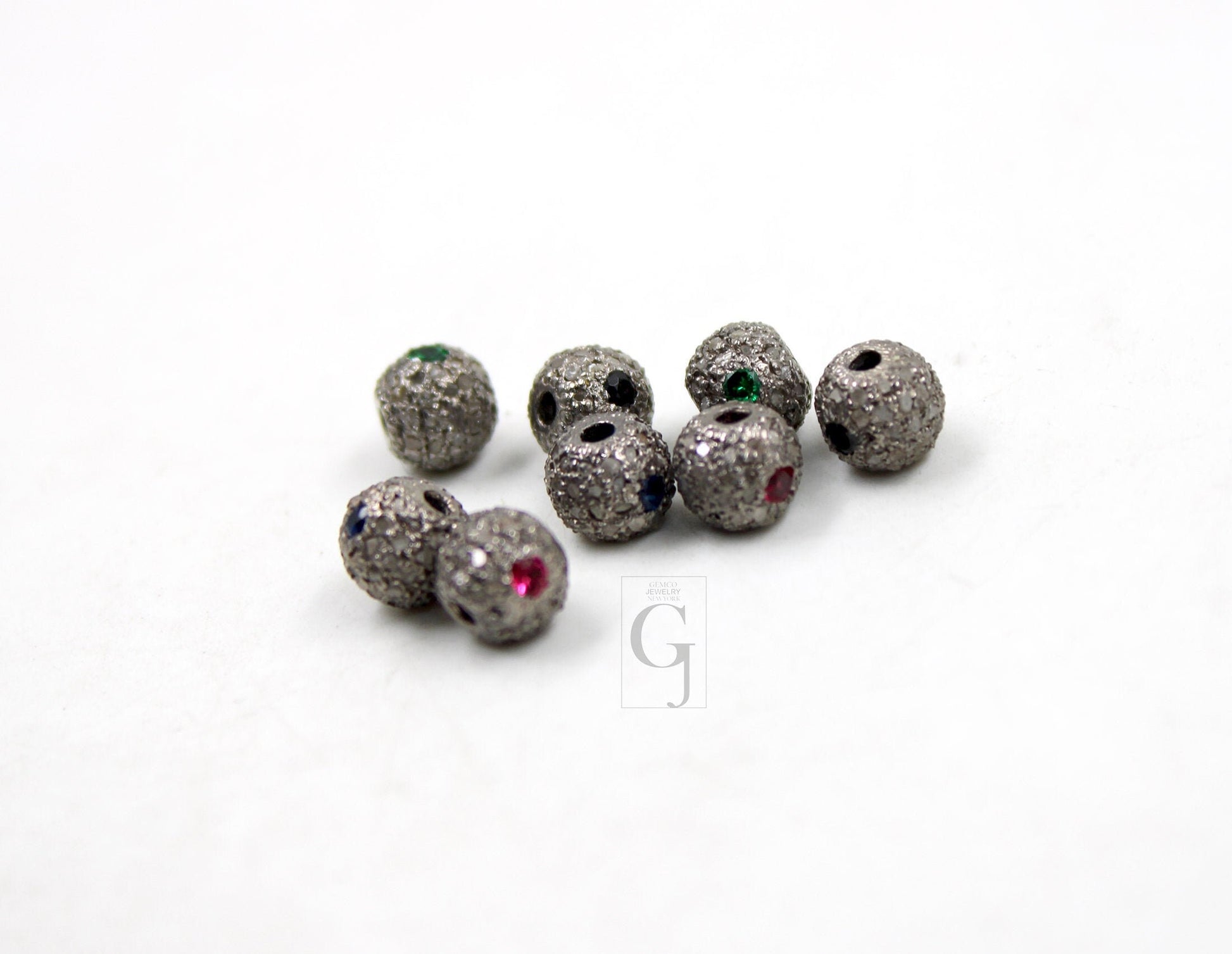 Pave Diamond Ball Beads / Spacers Design Pave Diamond 925 Sterling Silver Handmade Jewelry Diamond Jewelry Fine Jewelry 6mm Bead Spacers