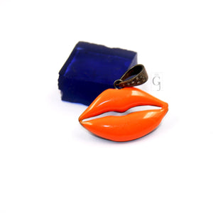 Very beautiful enamel lips pendant Rosecut pave diamond pendant 925 sterling silver handmade finish diamond charms necklace pendant