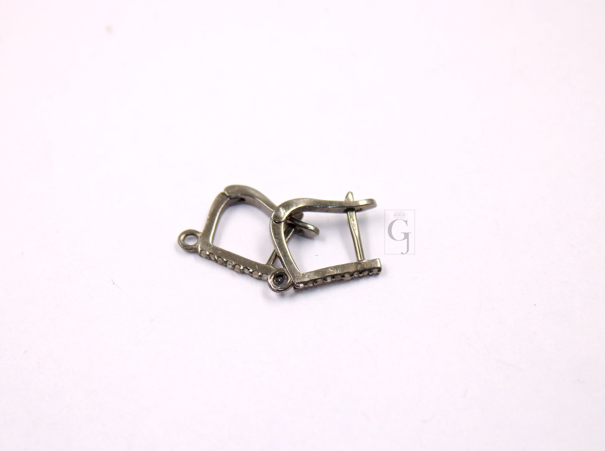 1 Pair russian lock Earring Hook Rosecut pave diamond earring supplies 925 sterling silver handmade silver finish diamond earring 15mm size