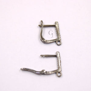 1 Pair russian lock Earring Hook Rosecut pave diamond earring supplies 925 sterling silver handmade silver finish diamond earring 15mm size