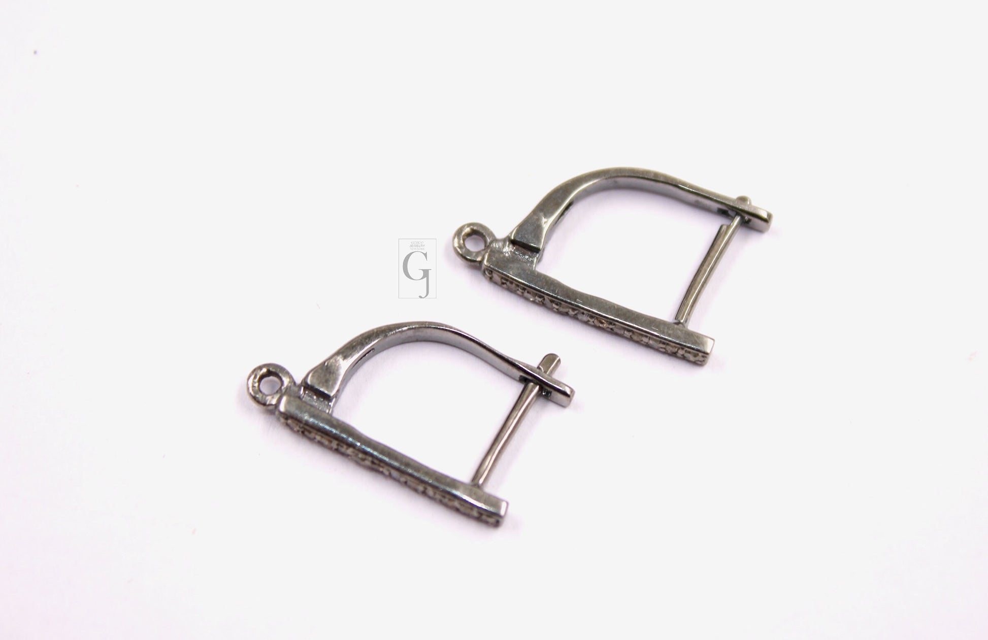 1 Pair Russian Lock Earring Hook Rosecut Pave Diamond Earring Supplies 925 Sterling Silver Handmade Silver Finish Diamond Earring 18mm Size