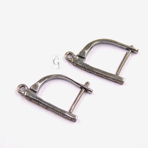 1 Pair Russian Lock Earring Hook Rosecut Pave Diamond Earring Supplies 925 Sterling Silver Handmade Silver Finish Diamond Earring 18mm Size