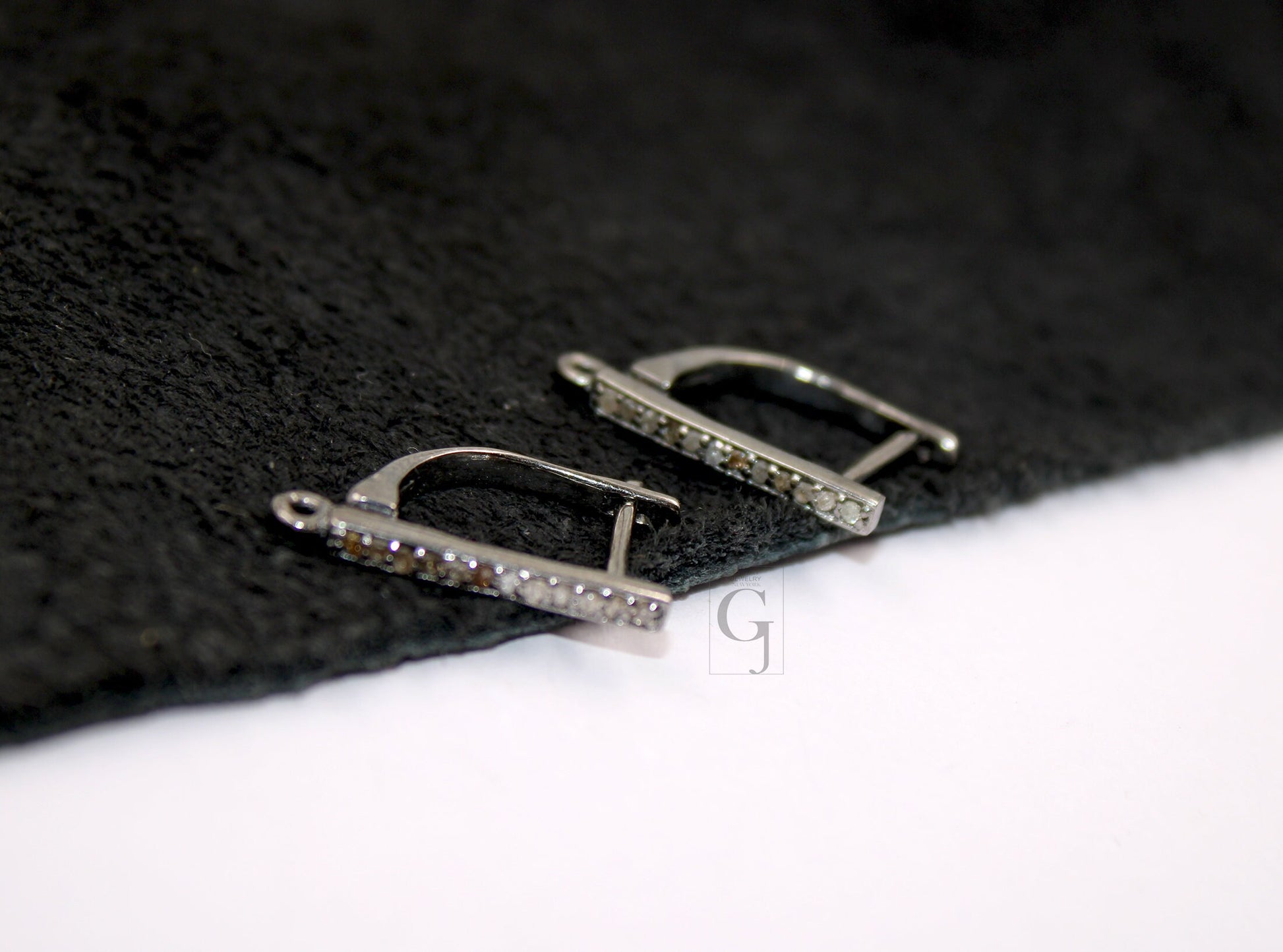 1 Pair Russian Lock Earring Hook Rosecut Pave Diamond Earring Supplies 925 Sterling Silver Handmade Silver Finish Diamond Earring 18mm Size