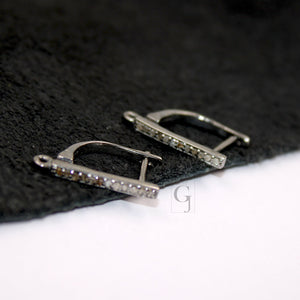 1 Pair Russian Lock Earring Hook Rosecut Pave Diamond Earring Supplies 925 Sterling Silver Handmade Silver Finish Diamond Earring 18mm Size