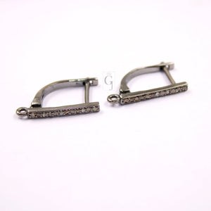 1 Pair Russian Lock Earring Hook Rosecut Pave Diamond Earring Supplies 925 Sterling Silver Handmade Silver Finish Diamond Earring 18mm Size