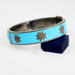 Enameled designer bracelet star bangle Rosecut pave diamond bangle bracelet 925 sterling silver handmade finish diamond bangle bracelet