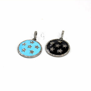 Beautiful enamelling star pendant designer Rosecut pave diamond pendant sterling 925 silver handmade finish diamond charms necklace pendant