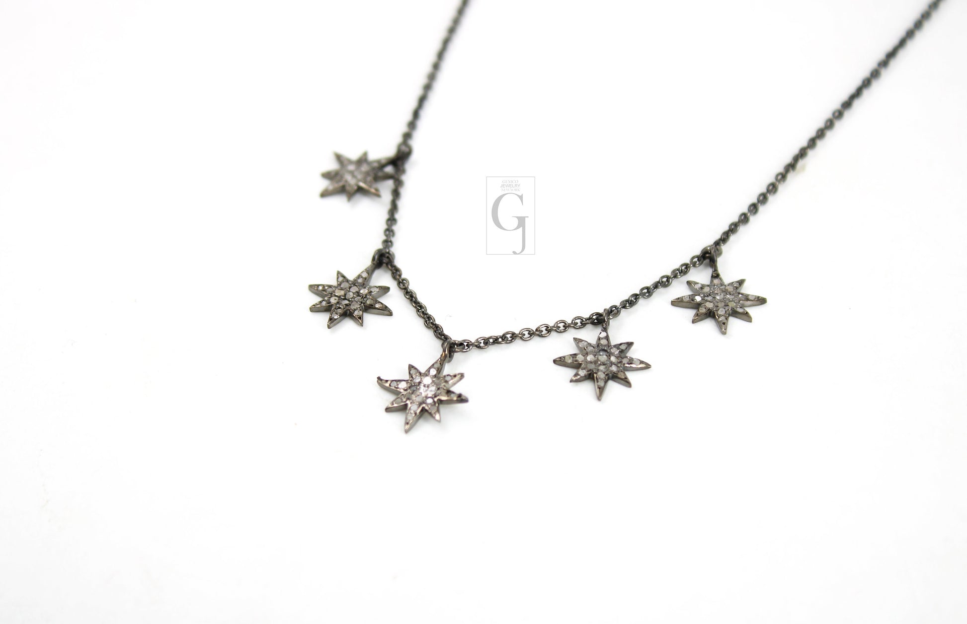 Antique Look Starburst Pendant Necklace Designer Rosecut Pave Diamond Pendant Sterling 925 Silver Handmade Finish Diamond Charm Necklace 18'