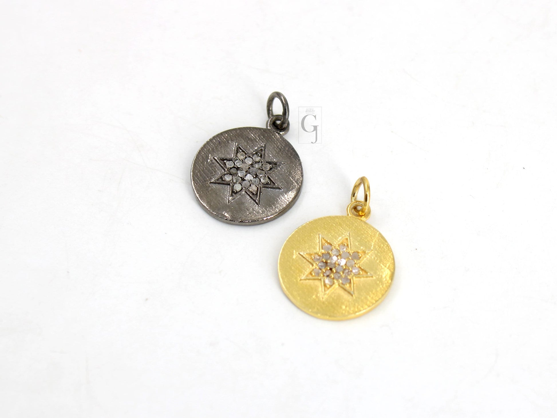 14k Finish Starburst Pendant Designer Rosecut Pave Diamond Pendant Sterling 925 Silver Handmade Finish Diamond Charms Necklace Pendant