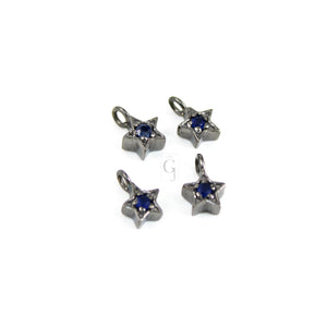Set of 5 star pendant charms designer Rosecut pave sapphire pendant sterling 925 silver handmade finish sapphire charms necklace pendant