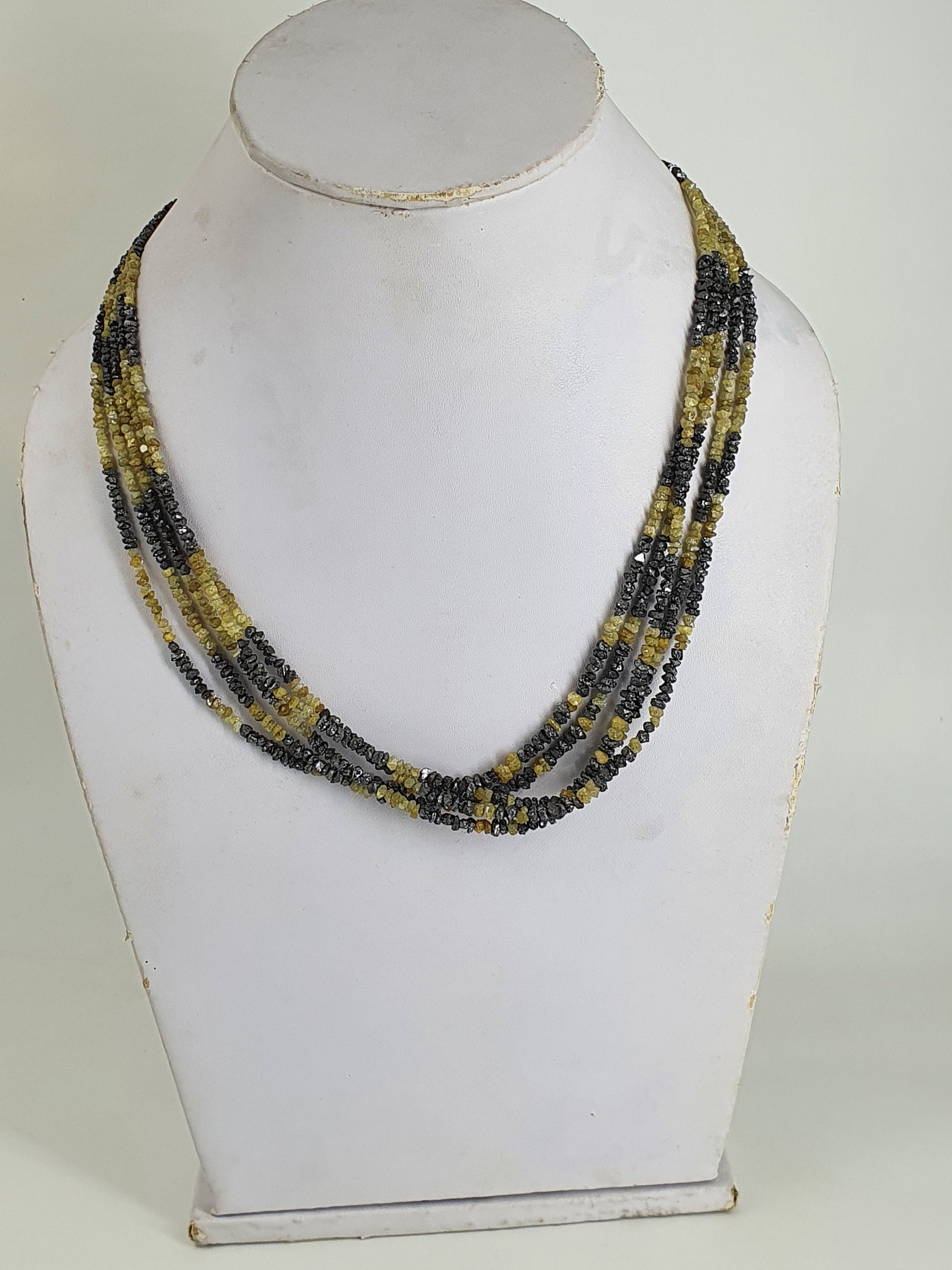 Diamond Stone Raw Diamond Making Jewelry Gemstone uncut Diamond Stone Nuggets Strand Diamond bead 3mm black and yellow shaded diamonds 14"