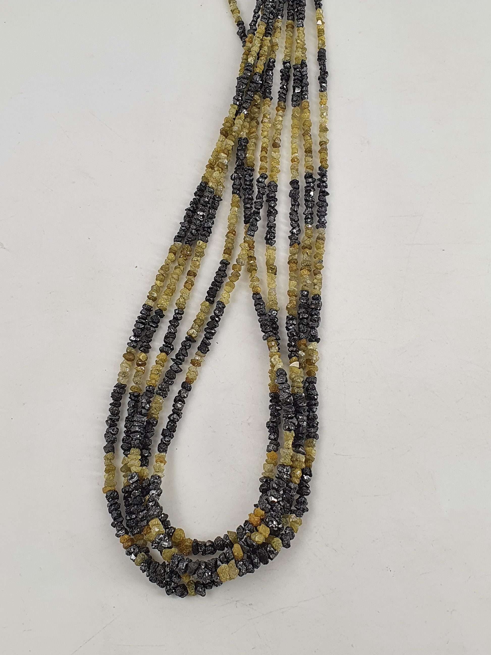 Diamond Stone Raw Diamond Making Jewelry Gemstone uncut Diamond Stone Nuggets Strand Diamond bead 3mm black and yellow shaded diamonds 14"