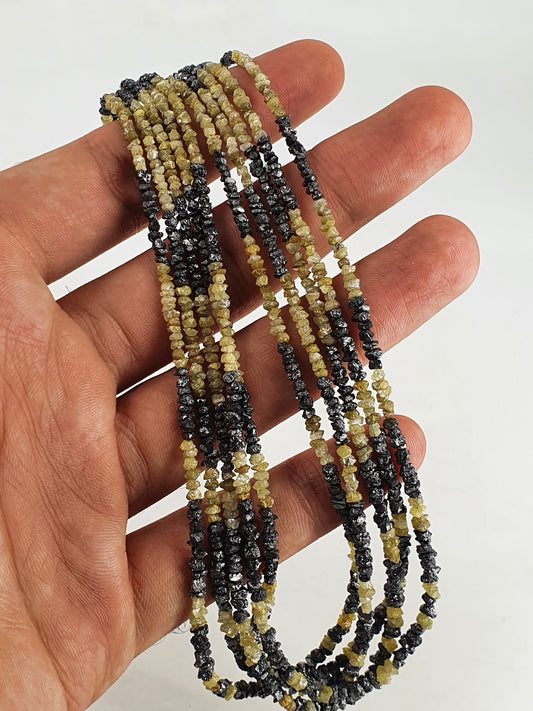 Diamond Stone Raw Diamond Making Jewelry Gemstone uncut Diamond Stone Nuggets Strand Diamond bead 3mm black and yellow shaded diamonds 14"