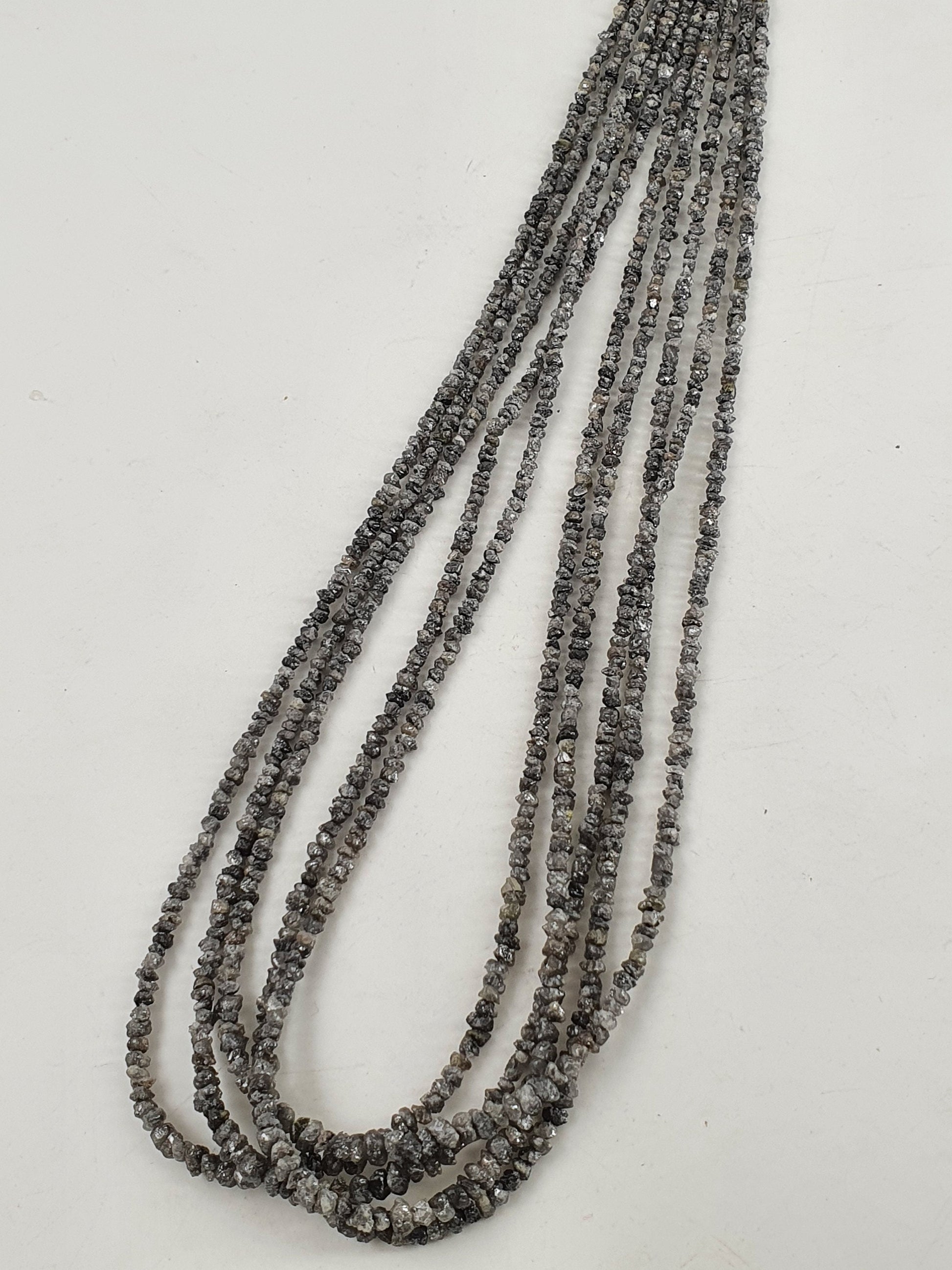 100% Natural Diamond Stone Raw Diamond Making Jewelry Gemstone Uncut Diamond Stone Strand Diamond Bead 2mm - 3.5mm Gray Diamonds Strings 14"