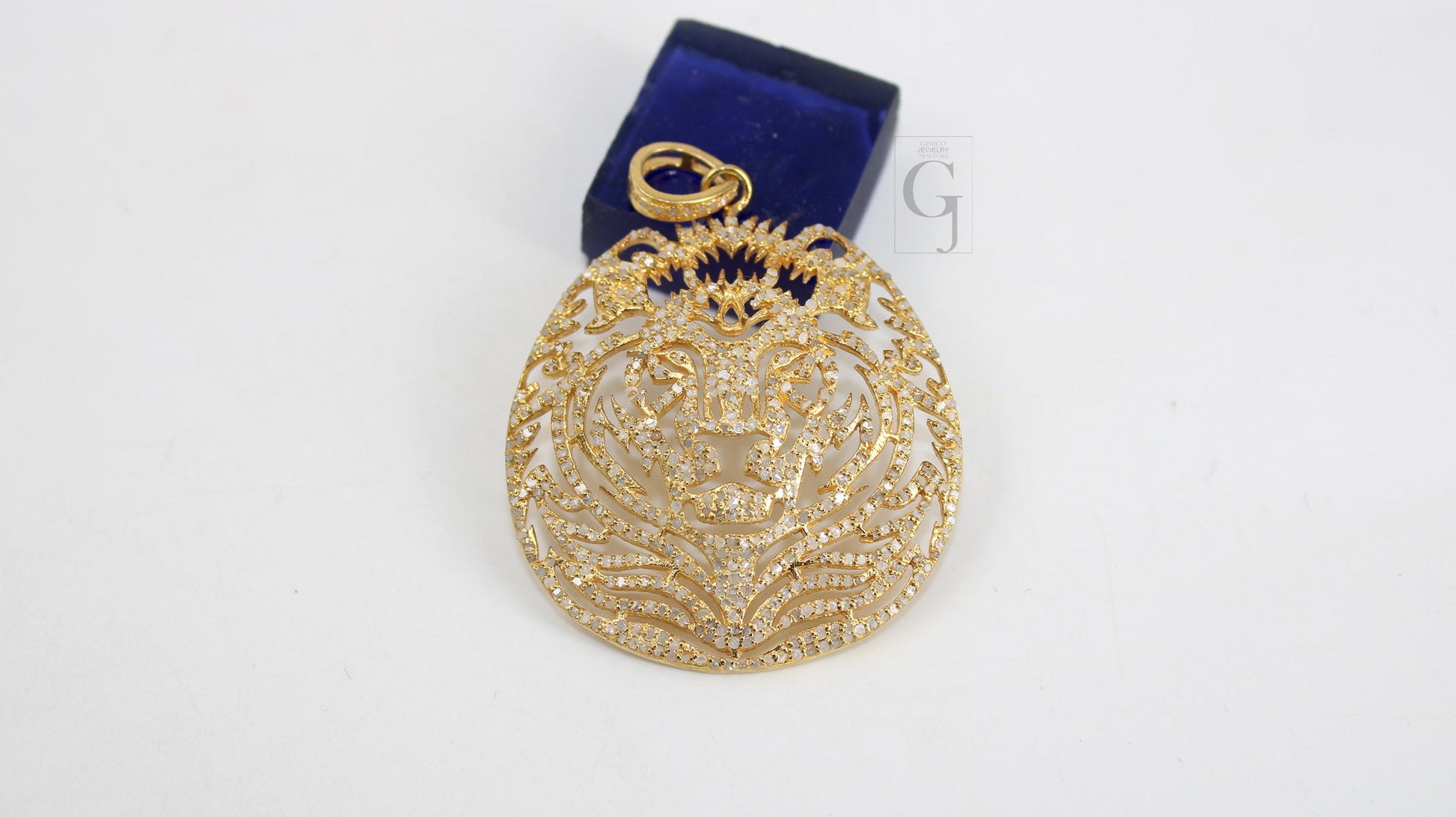 14k Gold Vermeil Lion Pendant Designer Rosecut Pave Diamond Pendant Sterling 925 Silver Handmade Finish Diamond Charms Necklace Leo Pendant
