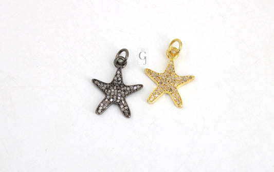 14k Finish Star Pendant Designer Rosecut Pave Diamond Pendant Sterling 925 Silver Handmade Finish Diamond Charms Necklace Pendant