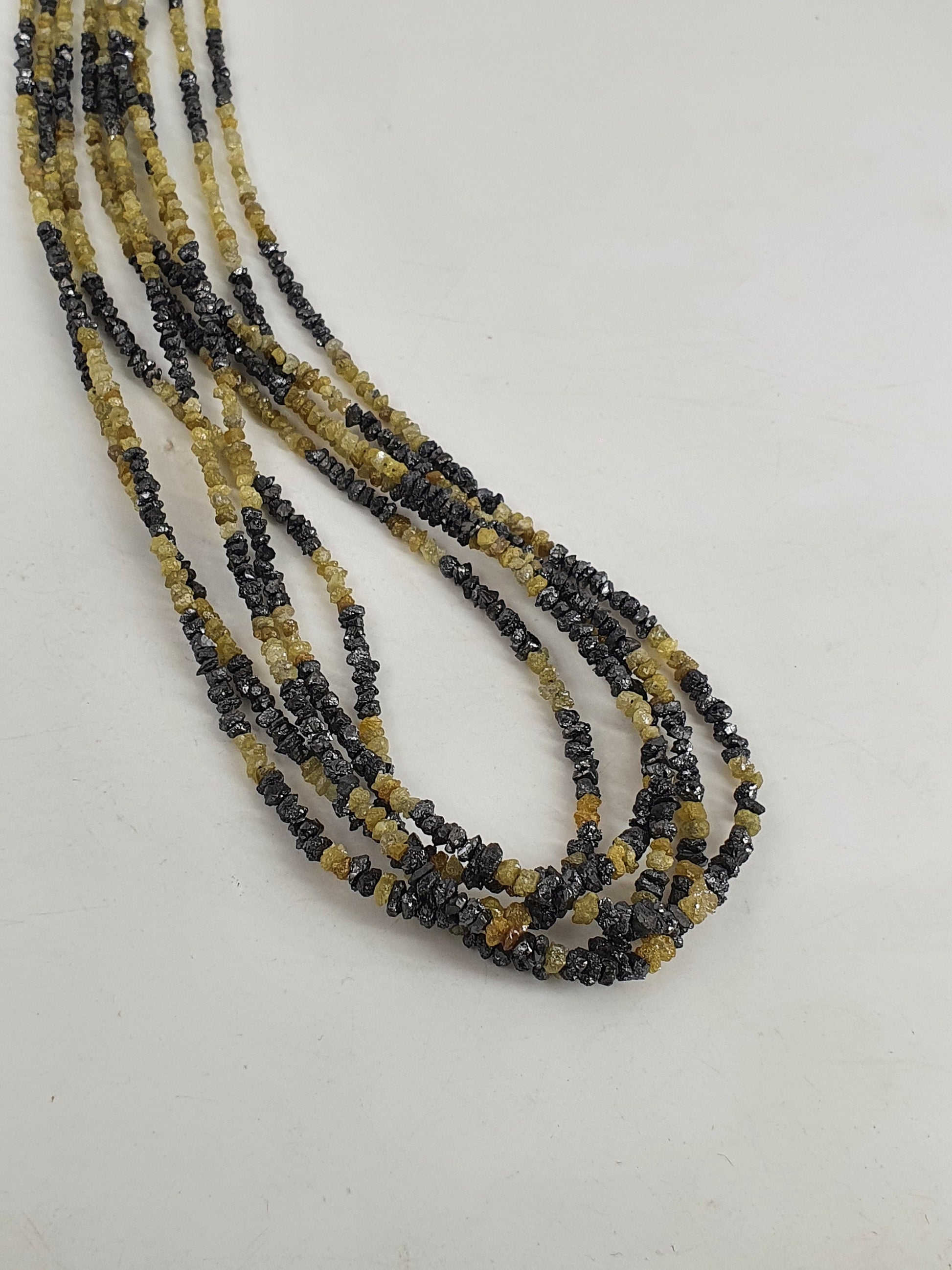 Diamond Stone Raw Diamond Making Jewelry Gemstone uncut Diamond Stone Nuggets Strand Diamond bead 3mm black and yellow shaded diamonds 14"