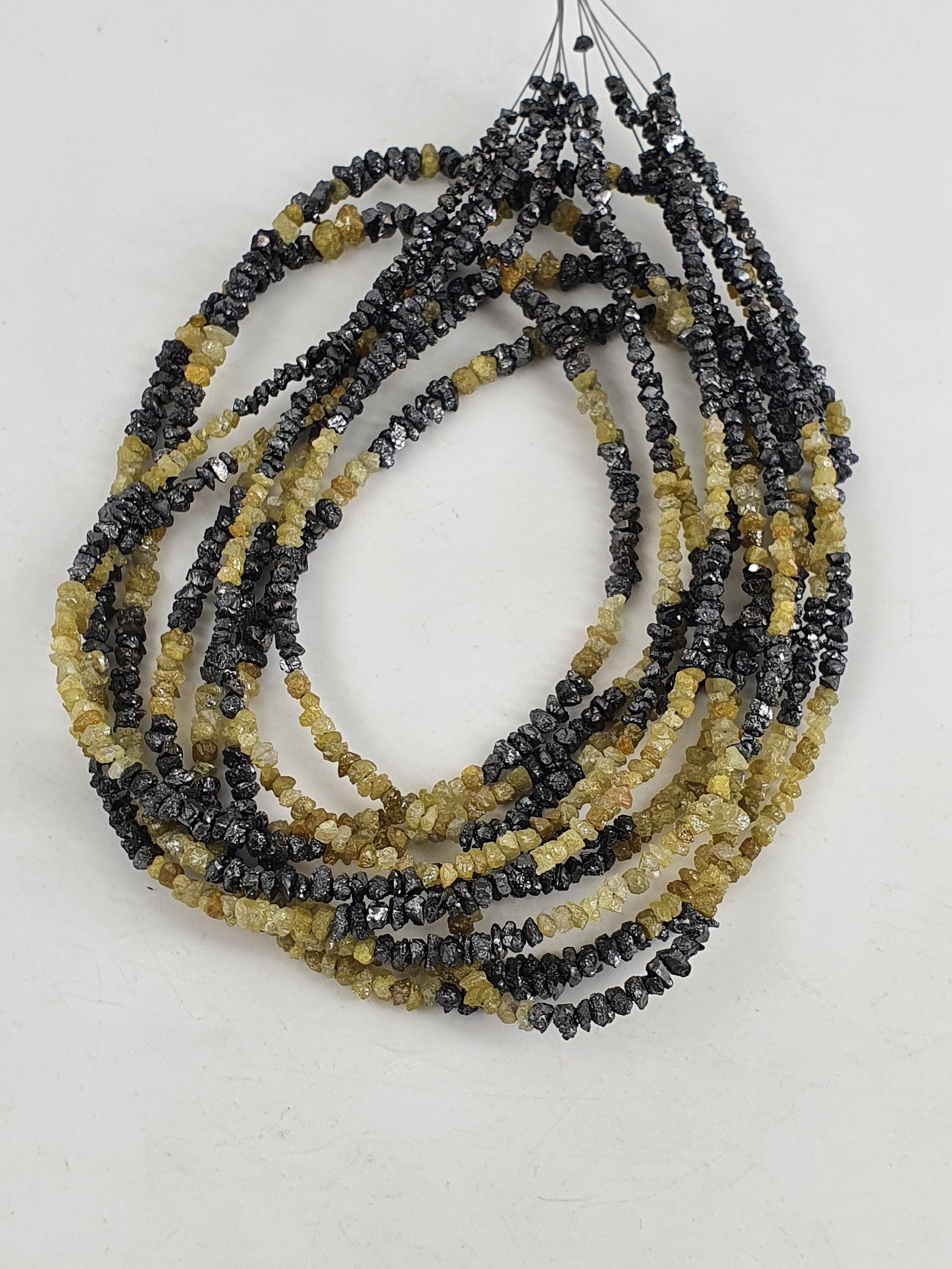 Diamond Stone Raw Diamond Making Jewelry Gemstone uncut Diamond Stone Nuggets Strand Diamond bead 3mm black and yellow shaded diamonds 14"