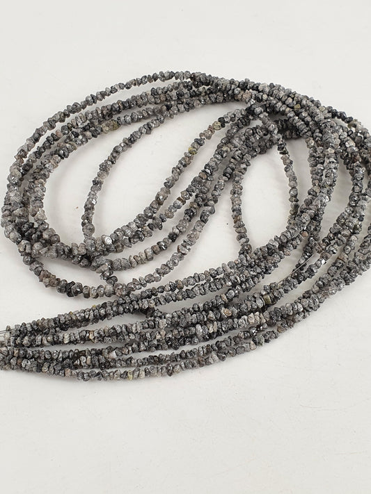 100% Natural Diamond Stone Raw Diamond Making Jewelry Gemstone Uncut Diamond Stone Strand Diamond Bead 2mm - 3.5mm Gray Diamonds Strings 14"