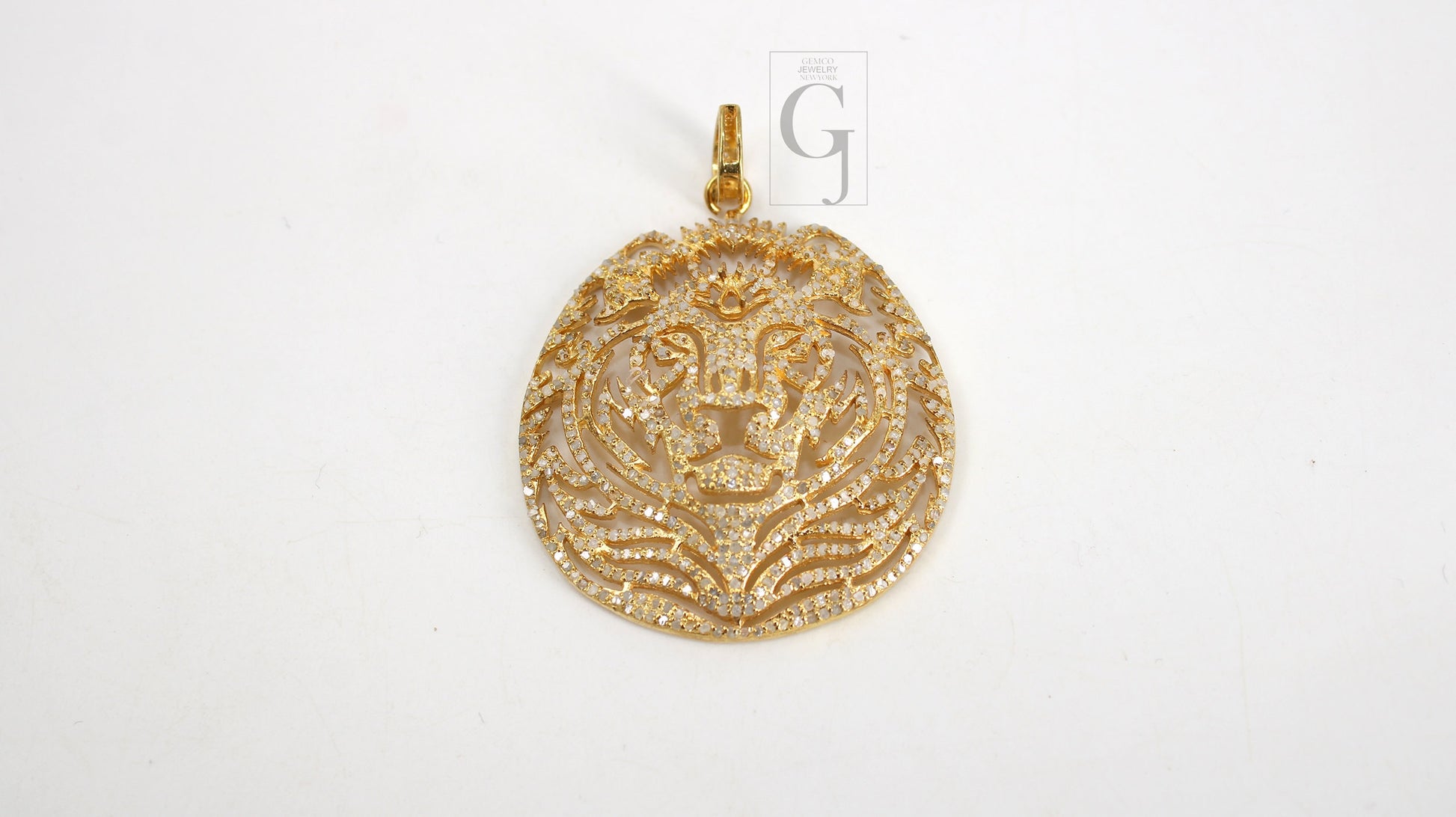 14k Gold Vermeil Lion Pendant Designer Rosecut Pave Diamond Pendant Sterling 925 Silver Handmade Finish Diamond Charms Necklace Leo Pendant