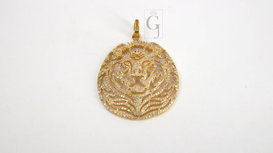 14k Gold Vermeil Lion Pendant Designer Rosecut Pave Diamond Pendant Sterling 925 Silver Handmade Finish Diamond Charms Necklace Leo Pendant