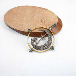 Spinning Moon And Star Pendant Designer Rosecut Pave Diamond Pendant Sterling 925 Silver Handmade Finish Diamond Charms Necklace Pendant