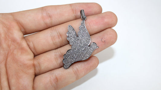Peace Dove bird pendant peace design Rosecut pave diamond pendant 925 sterling silver handmade finish stylish diamond pendant jewelry
